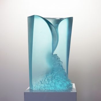 Glass Art - Matyas Pavlik - Blue Erosion - Kiln casted glass, cut and polished