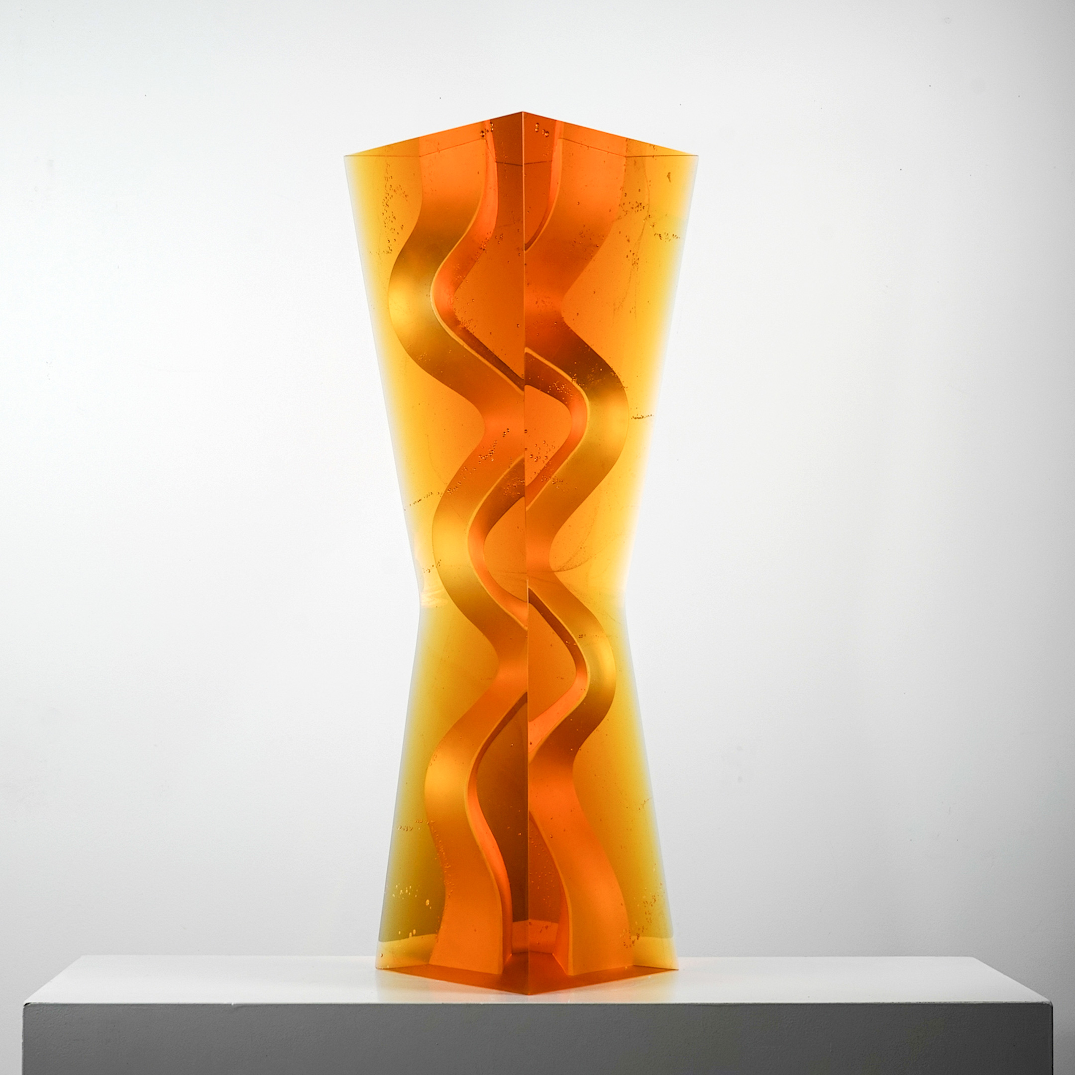 Delta - Orange Glass Art - Matyas Pavlik - Orange Delta - Kiln casted glass, cut and polished