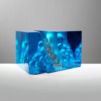 Matyas Pavlik - Glassart - Sculpture: Silver Cube