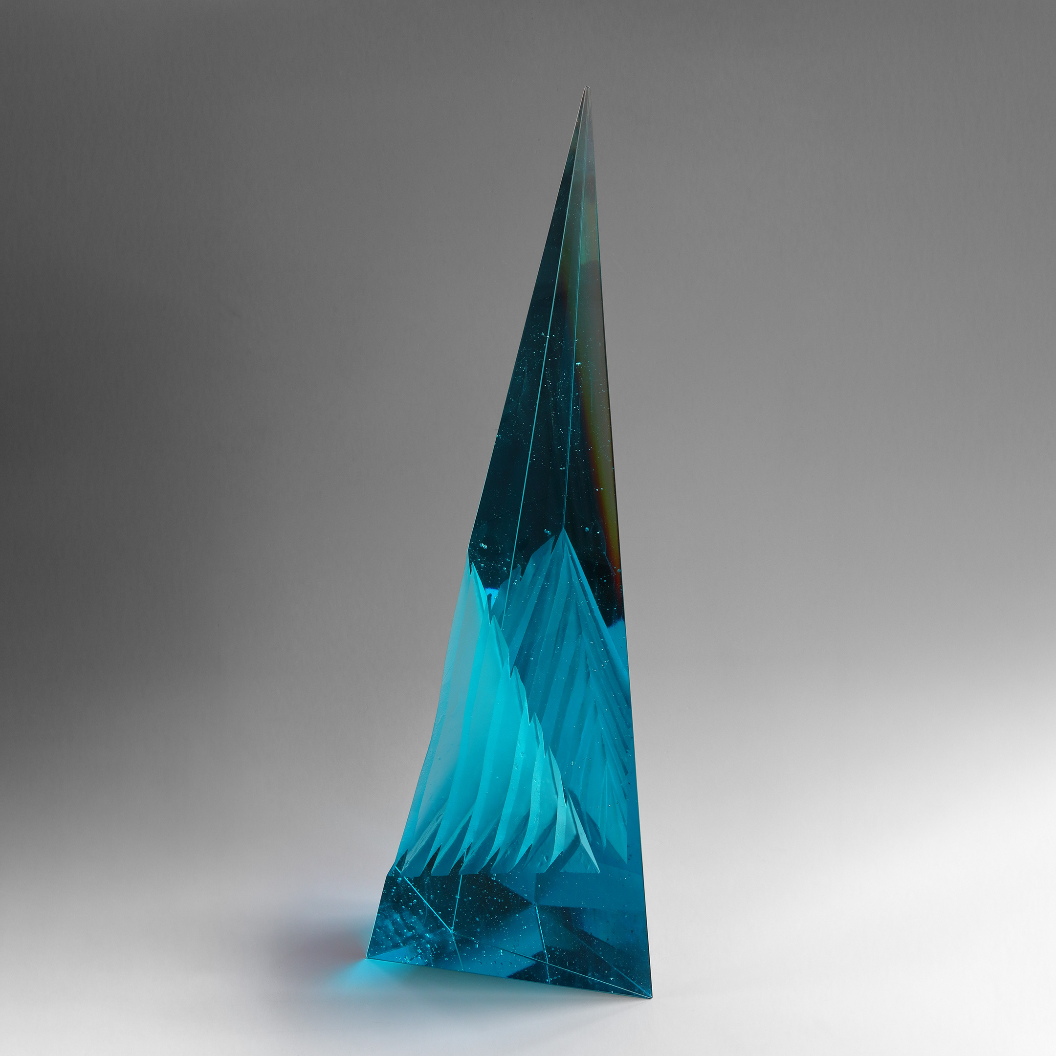 Blue Triangle Fine Art Glass Sculpture